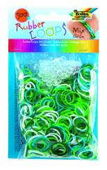 522979 Rubber Loops MIX GRÜN 500St. inkl 25 S-Klipse /Häkelnadel 