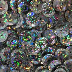 568891 Schüsselpailletten 10mm Glitter silber 