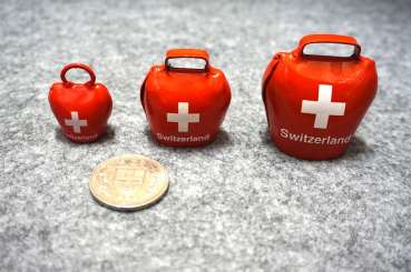 571631 Kuhglocke rot mit Kreuz 35mm 5 Stk. 