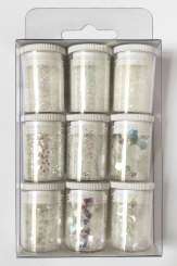 579240 Glitter Set weiss irisierend 9St 