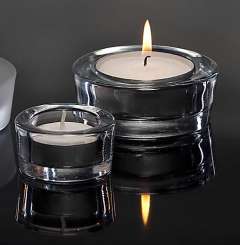 581128 Teelichtglas massiv D9cm / H3.5cm 3 Stk. 