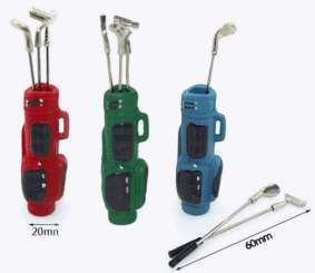 587967 Golftasche grün m. 3 Schläger - D2, H5cm 