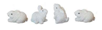 588077 Hase weiss, 2cm sortiert 4Stk 