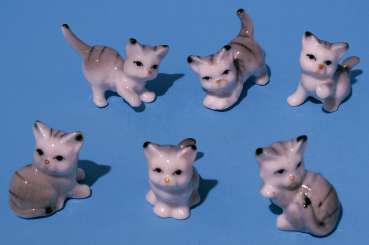 588233 Katze 3cm matt, sort. Kunstharz 6 Stk. 