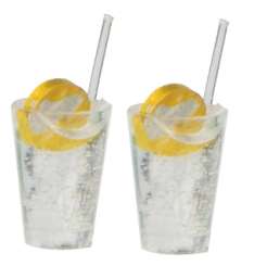 588324 Limonadenglas mit Zitrone + Trinkhalm H 12mm 