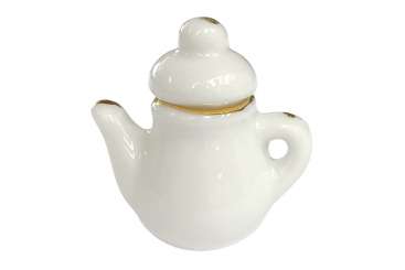 588326 Teekanne weiss m. Goldrand H 2.5cm 