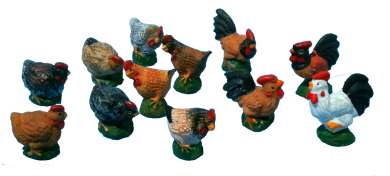 588419 Hahn + Hühner  2-2,5cm 12 Stk. 