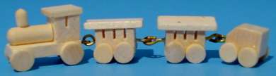 588614 Eisenbahn m. 3 Wagen Holz natur 