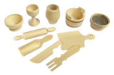 588972 Küchen Utensilien Holz 2-5cm, 10tlg 