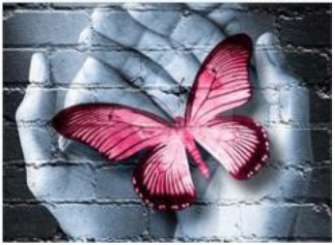 596008 Schmetterling in Hand 30x40cm 