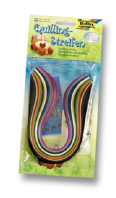 600034 Quilling-Streifen,280 Stück, farbig sortiert 0,4x34,5cm & 0,8x34,5cm 