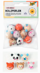 600136 Holzperlen Tiergesicht 18mm 5 versch. Motive 