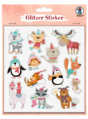 600582 Glitzer-Sticker, Weihnachten 4 Stickerbögen, 15 x 16,5 cm 