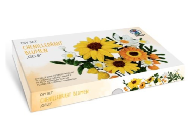 600588 DIY Set Chenilledraht Blumen gelb 