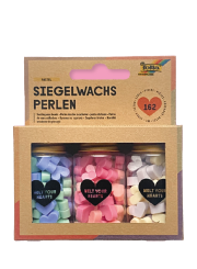 600620 Siegelwachsperlen pastell 3 Flaschen mit 54 Siegelperlen 