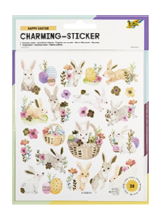 600076 Sticker Frohe Ostern, 15x17cm 2 Blatt, 38 Sticker 