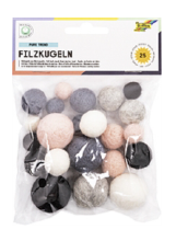 600007 Filzkugel grau/rosè/schwarz ass.5 Farben, 3 Grössen 