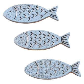 3270306 Fische Holz Glimmer, 4cm, 6St. hellblau 