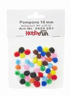 3425201 Pompons 10mm farbig sortiert  50St 