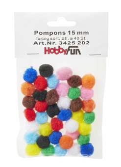 3425202 Pompons 15mm farbig sortiert   40St 