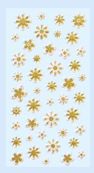 3452227 SOFTY-Sticker Blüten weiss/gold 