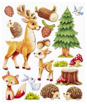 3452563 3 D Sticker XXL Tiere ind Wald und Wiese 