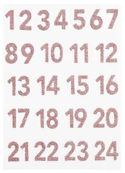 3453439 Glitzer-Sticker Advent 1-24 rose-go 