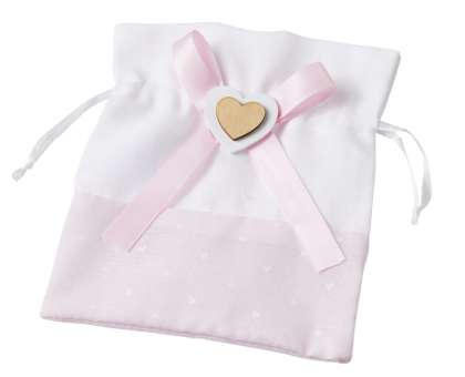 3858214 Stoffbeutel  Herz 12x14cm rosa 3St 