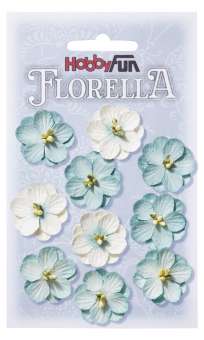 3866013 FLORELLA-Blüten Maulbeerpapier 2,5cm, hellblau, 10St. 