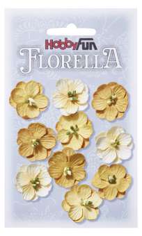 3866014 FLORELLA-Blüten Maulbeerpapier 2,5cm, gelb, 10St. 