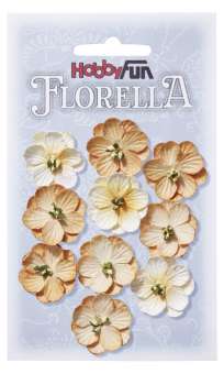 3866018 FLORELLA-Blüten Maulbeerpapier 2,5cm, beige, 10St. 