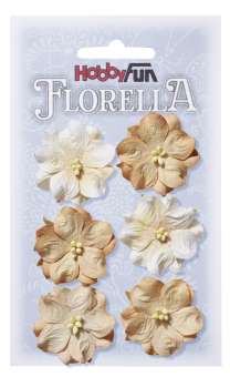 3866028 FLORELLA-Blüten Maulbeerpapier 3,5cm, beige, 6St. 