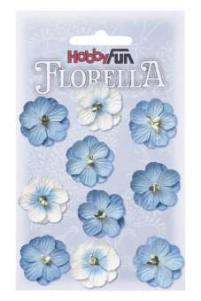 3866044 FLORELLA-Blüten Maulbeerpapier 2,5cm, blau, 10St 