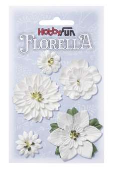 3866061 FLORELLA-Blüten Maulbeerpapier 2-5cm, weiss, 5St 