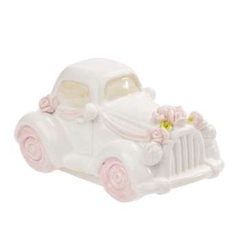 3870770 Hochzeits-Auto, weiss-rosa, 5cm 