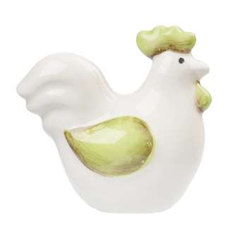 3870946 Keramik-Huhn,  4cm, weiss-grün 