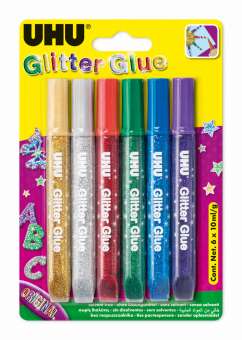 39040 UHU Glitter Glue farbig o.L. 6St x 10g 