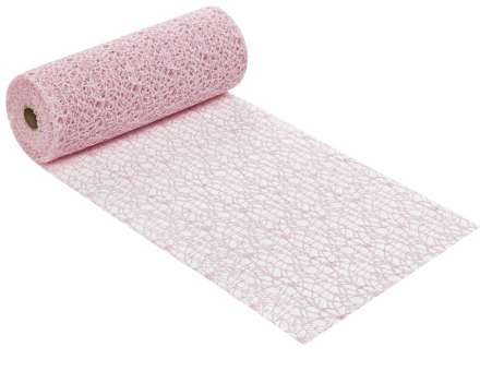 3980895 Dekostoff  Netz-Optik Glimmer, 29cm/15m, rose-rosa 