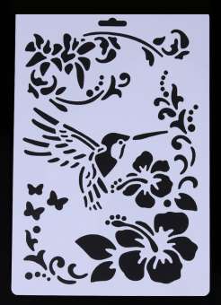512457 Stencil Kolibri-Blumen 26.5x17.8cm 