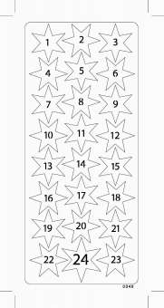 519415 Adventskalenderzahlen Sterne silber 