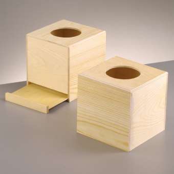 557507 Kleenexbox Holz roh 14 x 13,4 x H14cm 