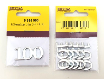 5865990 Silberzahlen 16mm 100 / 6 St. 