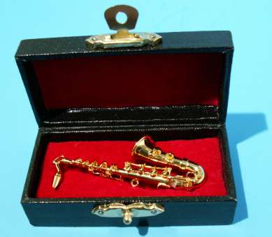 588941 Saxophon 6cm messingfarbig in Koffer 