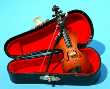 588944 Violine 10cm mit Bogen im Koffer 