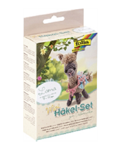 600072 Mini-Häkelset LAMA Set mit Nadel, Augen, Füllwatte,Wolle/Garn 