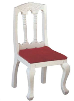 600654 Deko Stuhl weiss mit Polster rot 8cm 