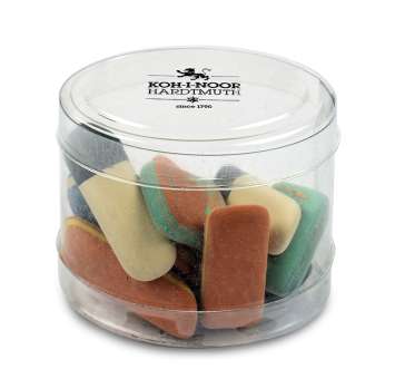 K6510-11 Radiergummi- " Kieselradiergummi " 9 Stück / 50 g sortiert , in einer Box 